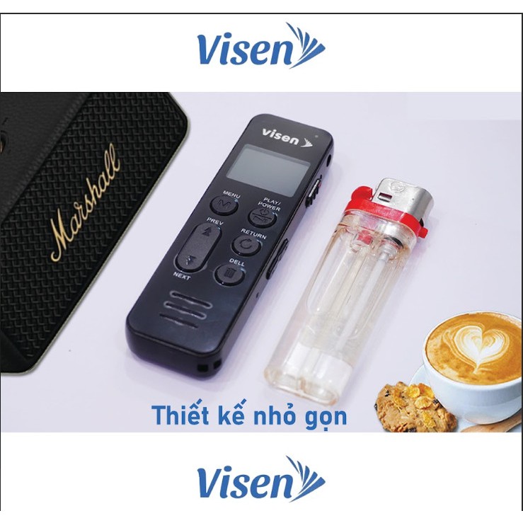 Máy ghi âm Visen V8 pro  thương hiệu hàn quốc dung lượng 128GB, thời gian pin ghi liên tục lên tới 5 ngày bảo hành 5 năm