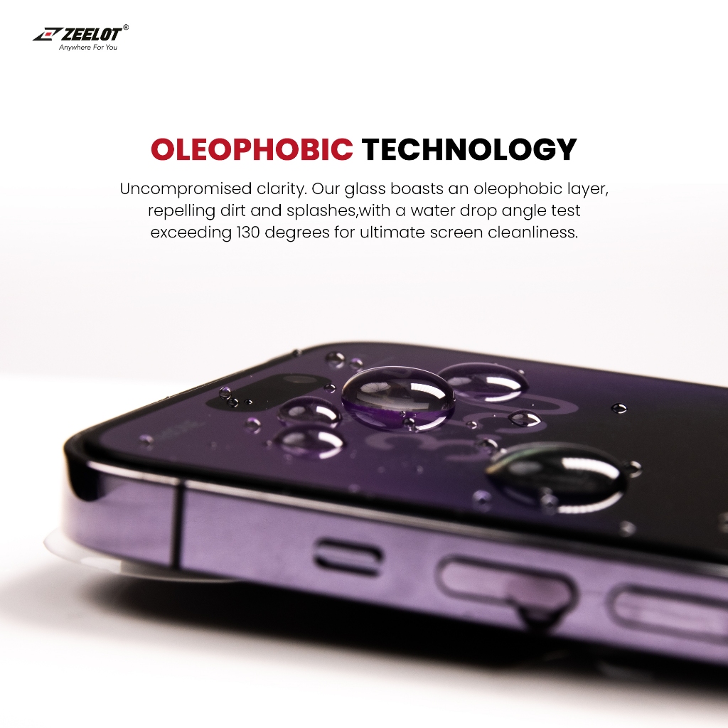 Kính cường lực ZEELOT iPhone 15/iPhone 15 Plus/iPhone 15 Pro/iPhone 15 Pro Max trong suốt SOLIDsleek - Retina Clear