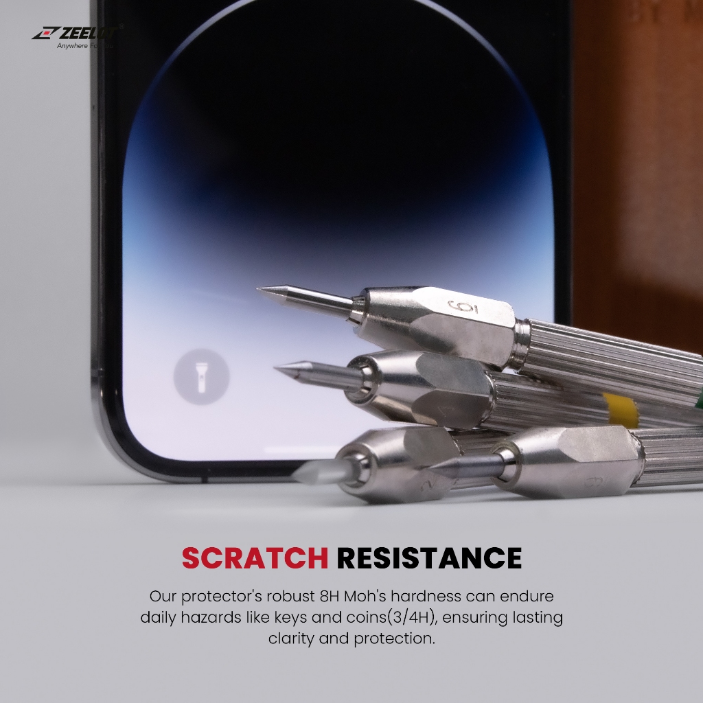 Kính cường lực ZEELOT iPhone 15/iPhone 15 Plus/iPhone 15 Pro/iPhone 15 Pro Max trong suốt SOLIDsleek - Retina Clear