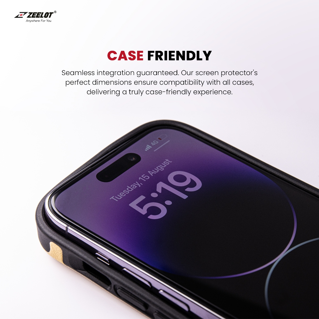 Kính cường lực ZEELOT iPhone 15/iPhone 15 Plus/iPhone 15 Pro/iPhone 15 Pro Max trong suốt SOLIDsleek - Retina Clear