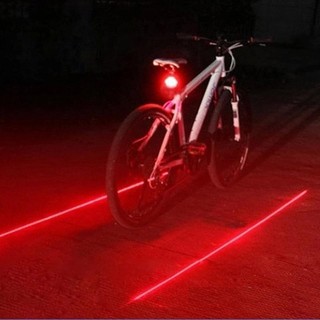 Đèn led 5 bóng 2 laser chiếu sáng cảnh báo an toàn, đèn hậu chống nước gắn sau xe đạp