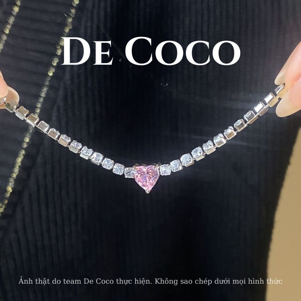 Vòng tay nữ De Coco Posie trái tim hồng (kèm Túi giấy + Hộp + Thiệp)