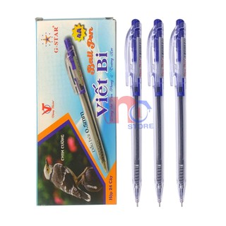 Hộp 24 cây bút bi bấm 0.5mm mực xanh 4a g-star chính hãng - vpp happy kids