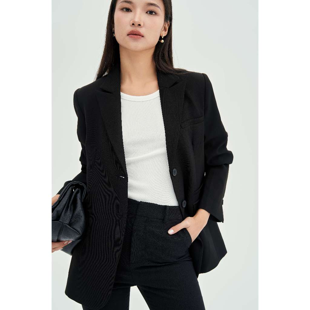 Áo Khoác Basic Straight Blazer Mono Talk - Dáng Oversize Giao 1 Hàng Khuy Cúc Trang Trí Vân Gỗ T40004TK