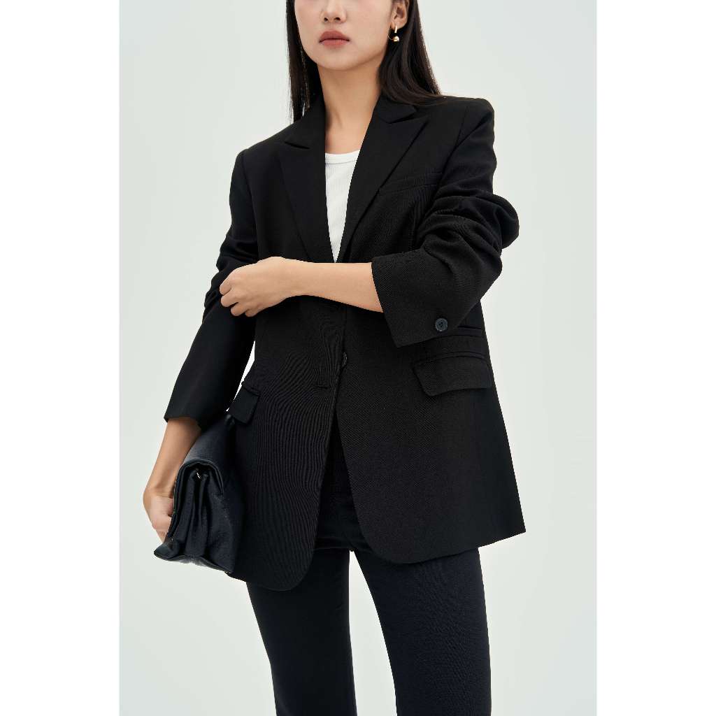 Áo Khoác Basic Straight Blazer Mono Talk - Dáng Oversize Giao 1 Hàng Khuy Cúc Trang Trí Vân Gỗ T40004TK