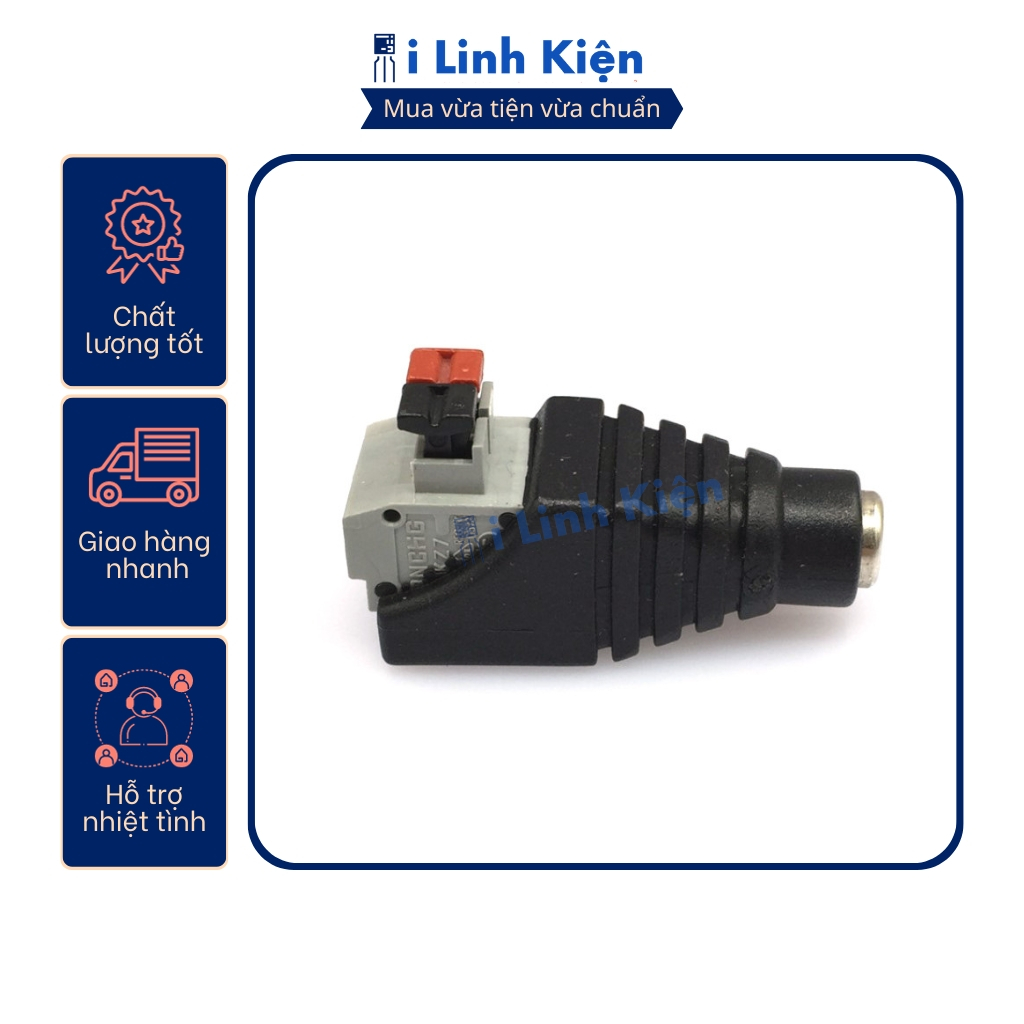 Jack nguồn DC cái 5.5x2.1mm đấu dây chốt cài