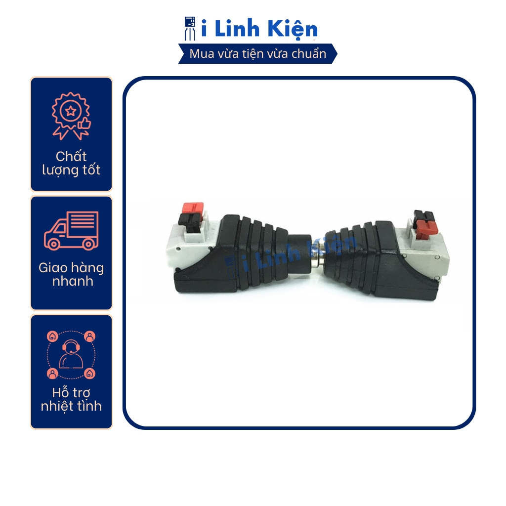 Jack nguồn DC cái 5.5x2.1mm đấu dây chốt cài