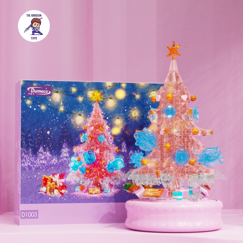 Đồ Chơi Lắp Ráp Noel Mô Hình Cây Thông Pha Lê Hồng Cây Thông 3 Màu Giáng Sinh Có Nhạc Và Đèn Phát Sáng D1003 - D1004