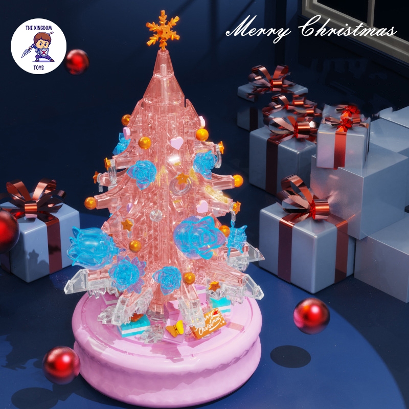 Đồ Chơi Lắp Ráp Noel Mô Hình Cây Thông Pha Lê Hồng Cây Thông 3 Màu Giáng Sinh Có Nhạc Và Đèn Phát Sáng D1003 - D1004