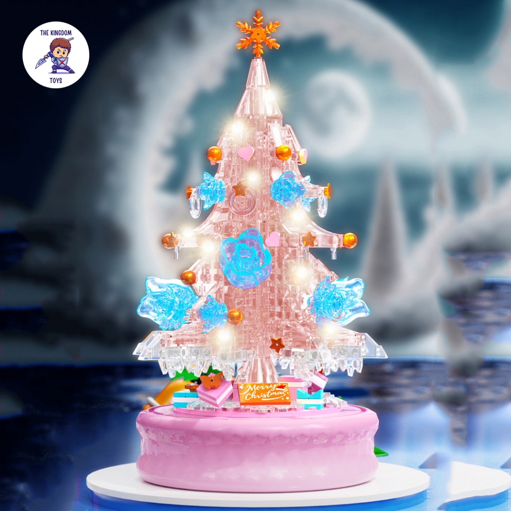 Đồ Chơi Lắp Ráp Noel Mô Hình Cây Thông Pha Lê Hồng Cây Thông 3 Màu Giáng Sinh Có Nhạc Và Đèn Phát Sáng D1003 - D1004