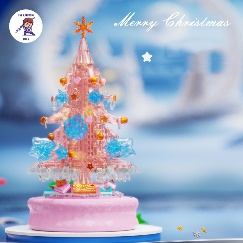 Đồ Chơi Lắp Ráp Noel Mô Hình Cây Thông Pha Lê Hồng Cây Thông 3 Màu Giáng Sinh Có Nhạc Và Đèn Phát Sáng D1003 - D1004