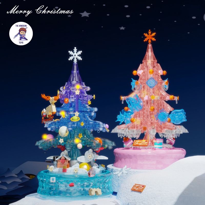 Đồ Chơi Lắp Ráp Noel Mô Hình Cây Thông Pha Lê Hồng Cây Thông 3 Màu Giáng Sinh Có Nhạc Và Đèn Phát Sáng D1003 - D1004