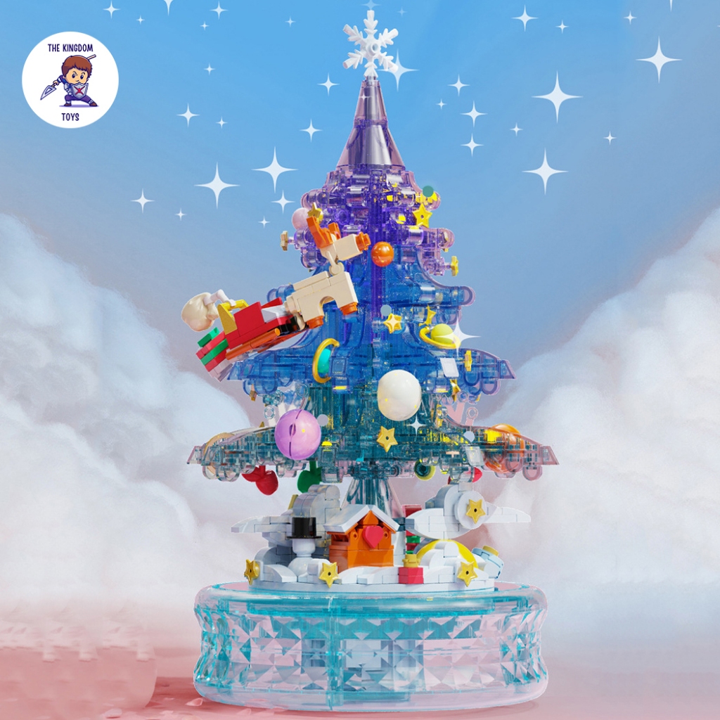 Đồ Chơi Lắp Ráp Noel Mô Hình Cây Thông Pha Lê Hồng Cây Thông 3 Màu Giáng Sinh Có Nhạc Và Đèn Phát Sáng D1003 - D1004