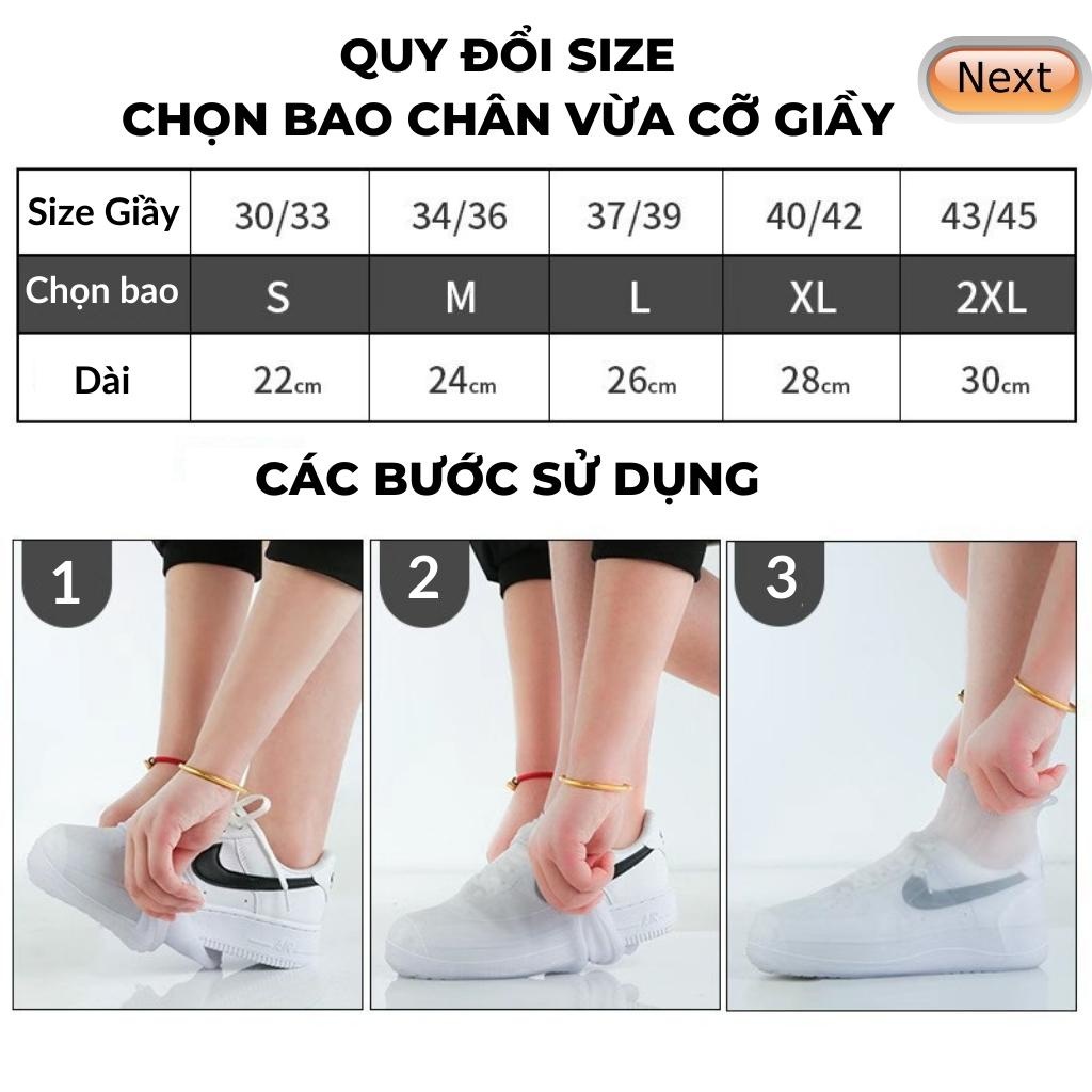 Ủng đi mưa, bọc giày Silicon đàn hồi đi mưa 2 đế ma sát tốt chống trơn ngã loại cao cấp