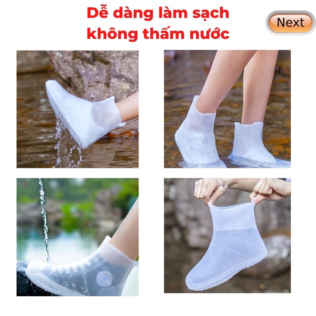 Ủng đi mưa, bọc giày Silicon đàn hồi đi mưa 2 đế ma sát tốt chống trơn ngã loại cao cấp