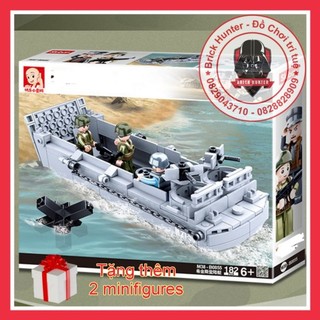 Sluban m38 b0855 Army WW II bộ đồ chơi lắp ráp Tàu đổ bộ lính của quân đồng minh 182 chi tiết