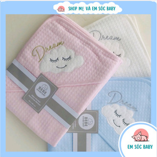 Choàng bế có mũ BeBe Comfort Hudson Baby, shop mẹ và em sóc baby, Khăn tắm có mũ cho bé sơ sinh xuất Nhật siêu mềm mịn