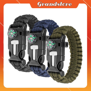 Vòng đeo tay sinh tồn dây dù khóa paracord đa năng la bàn, còi thổi, dao, thanh đánh lửa đi phượt rừng leo núi dã ngoại