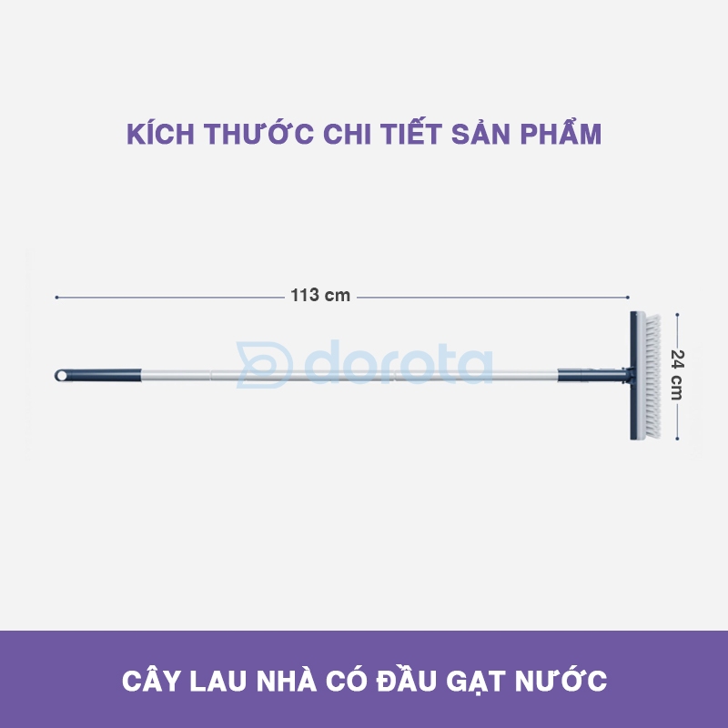 Cây chà sàn nhà tắm đa năng DOROTA chổi cọ sàn và gạt nước 2 trong 1 xoay 180 độ Q56