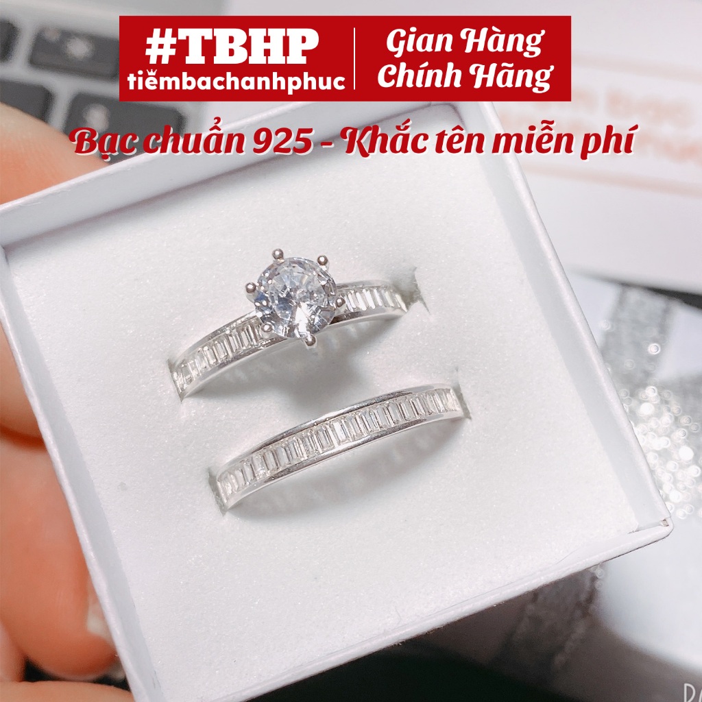 Nhẫn Đôi Bạc TBHP tiembachanhphuc Khắc tên chất liệu bạc ta 925 - Mã TSJC26