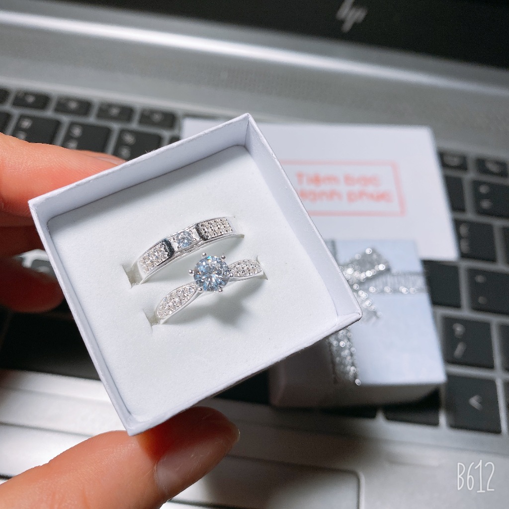 Nhẫn cặp đôi bạc TBHP khắc tên chất liệu bạc 925 bóng sáng - Mã TSJC25