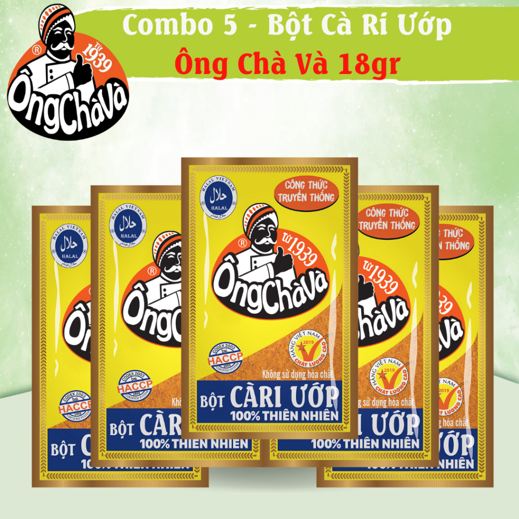 Combo 5 Gói Bột Cà Ri Ướp 18g Ông Chà Và