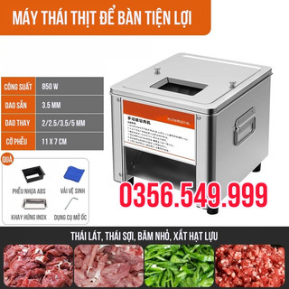 Máy thái thịt tươi sống vn-850w loại 1 cửa dao thái thịt bò thịt nướng bún chả thái sợi lạp xưởng.