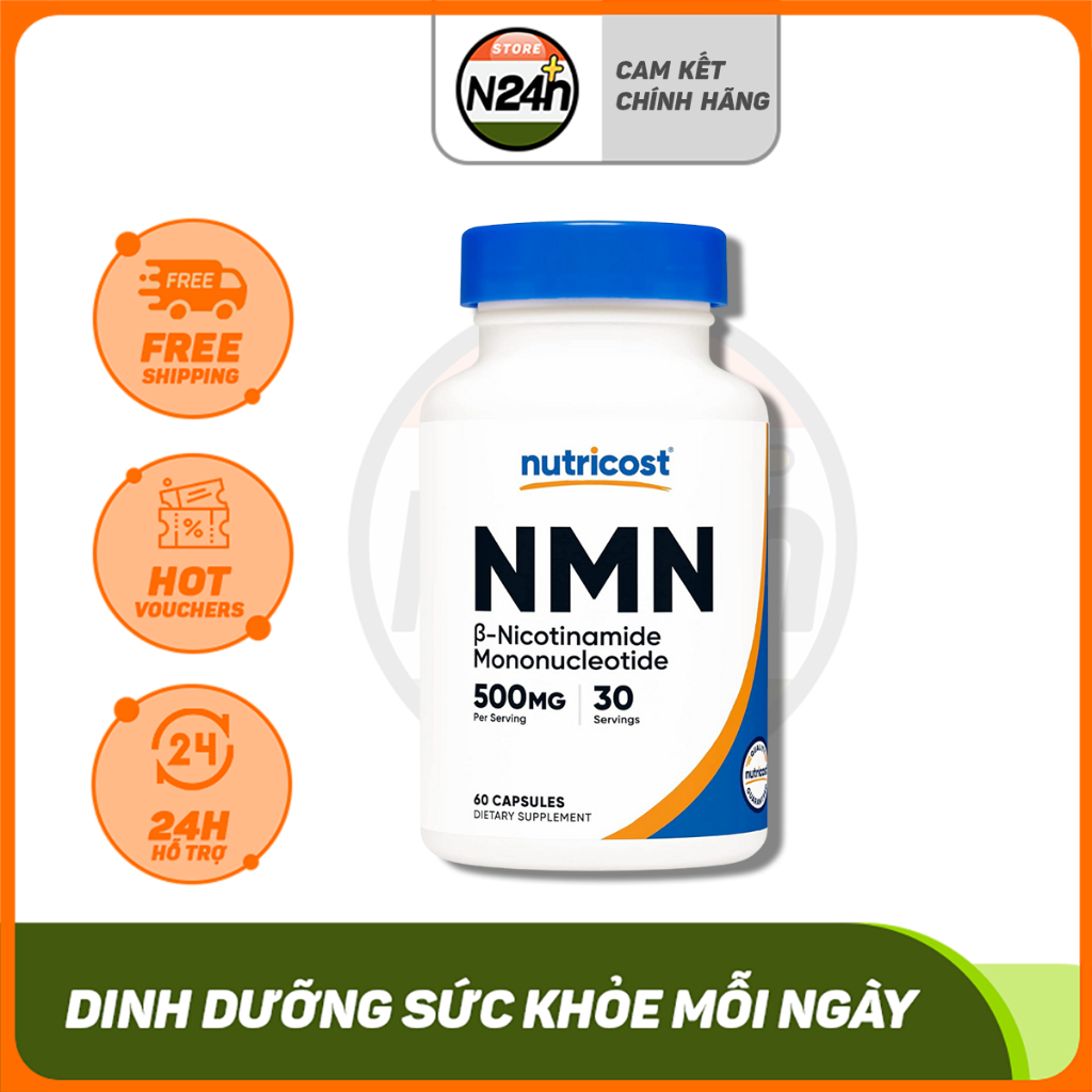 NUTRICOST NMN 500MG 60 VIÊN NHỘNG Cung Cấp Năng Lượng Cho Cơ Thể