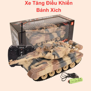 Xe Tăng Điều Khiển Từ Xa Mô Hình Xe Tăng Điều Khiển Chạy Bánh Xích 30cm Pin Sạc, Có Nhạc Chiến Đấu (Xj13 SAC)