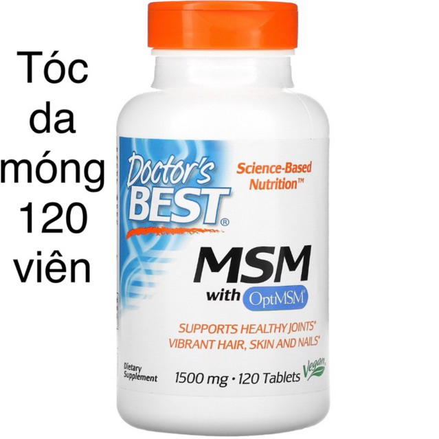 Viên MSM Hỗ trợ các khớp khỏe mạnh, tóc, da và móng with optiMSM 1,500 mg 120 viên Doctor’s Best