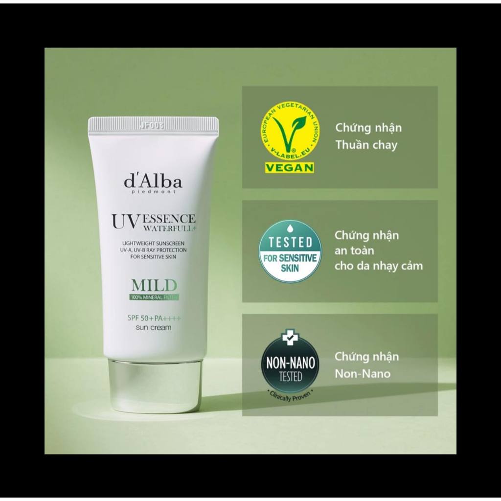 Kem chống nắng D'Alba Waterfull Essence / MILD / TONE UP Sun Cream SPF50+ PA++++ 50ml