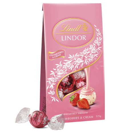 Lindt Lindor Dâu Tây & Kem Socola Trắng Túi 125g 5viên Ngon Nhất TG NỘI ĐỊA ÚC CHÍNH HÃNG