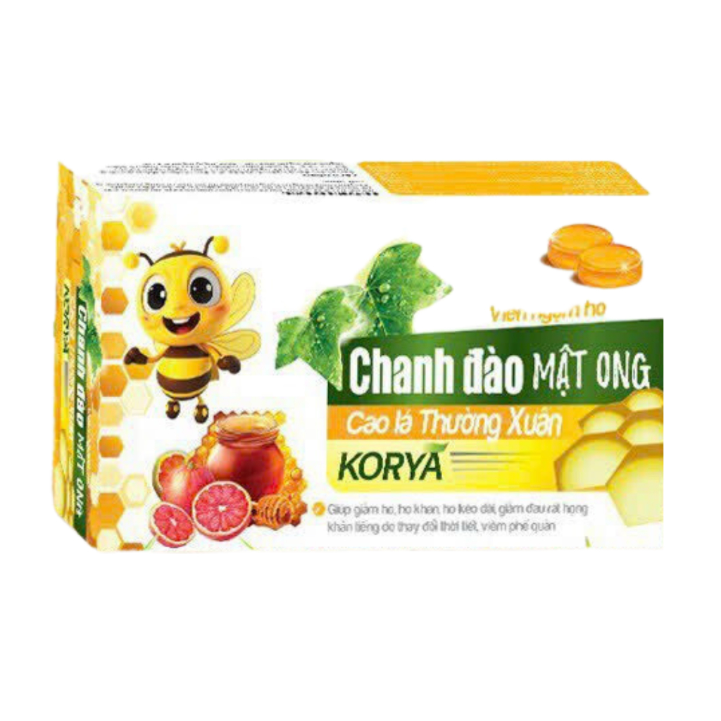 ViViên ngậm ho chanh đào mật ong cao lá thường xuân giúp ho khan, ho kéo dài, đau rát họng, khản tiếng hộp 24 viên