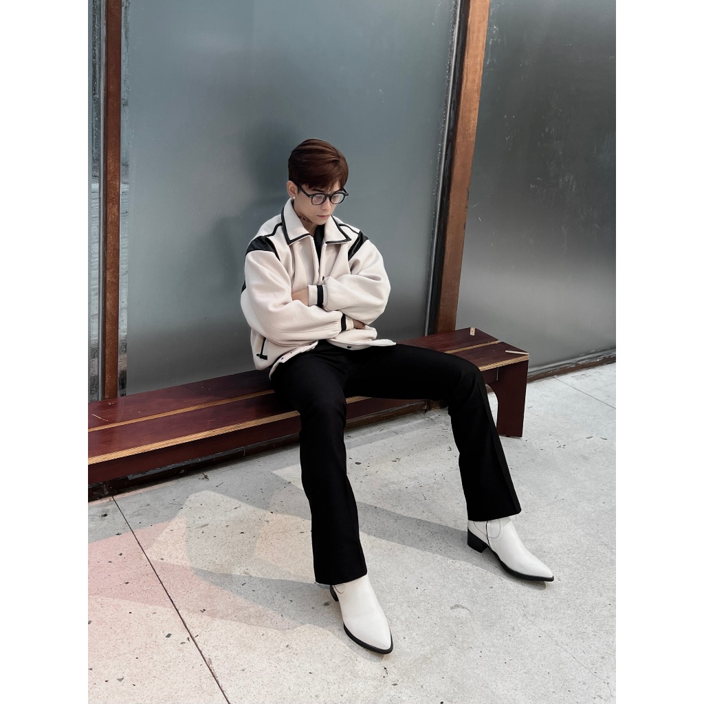 Áo khoác varsity unisex, áo khoác varsity dạ phối da Brock 2023 chất dạ nhập khẩu cao cấp có bảo hành