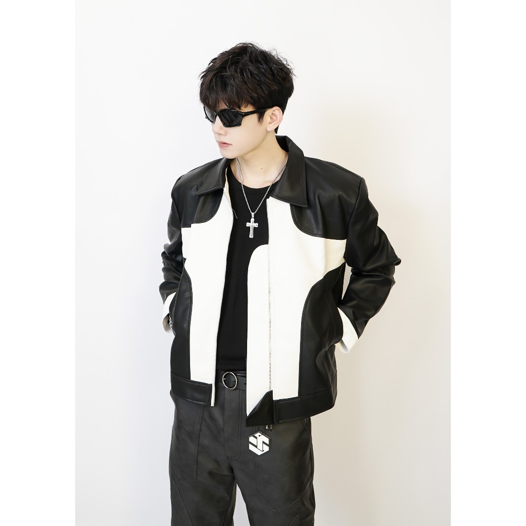 Áo khoác da local brand STEVE, Áo khoác nam unisex LUXUS chất da PU nhập khẩu có độn vai
