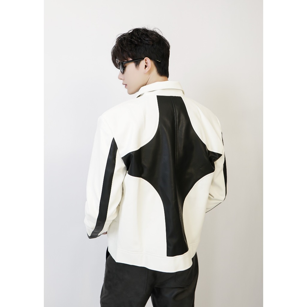 Áo khoác da local brand STEVE, Áo khoác nam unisex LUXUS chất da PU nhập khẩu có độn vai
