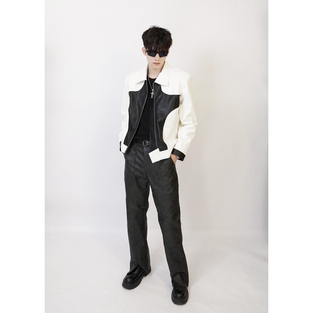 Áo khoác da local brand STEVE, Áo khoác nam unisex LUXUS chất da PU nhập khẩu có độn vai