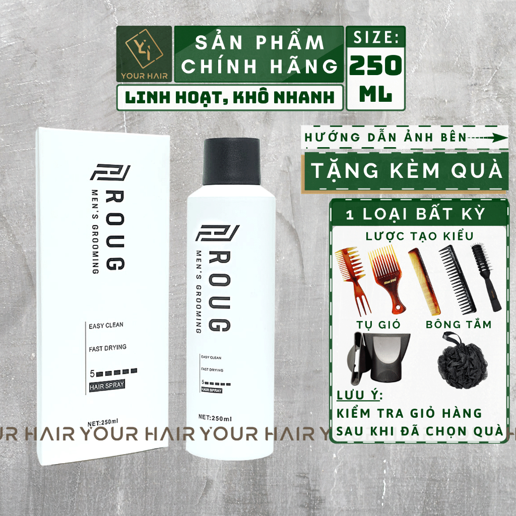 Gôm xịt tạo kiểu Roug hair spray - 250ml