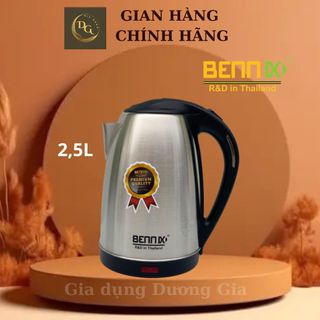Ấm siêu tốc inox bennix bn-205ek đun nước nhanh, dung tích lớn 2,5l
