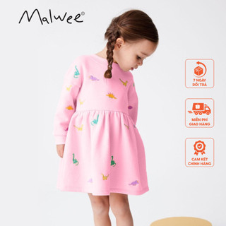 Váy nỉ hồng khủng long Malwee thời trang trẻ em từ 2-7 tuổi MW8922