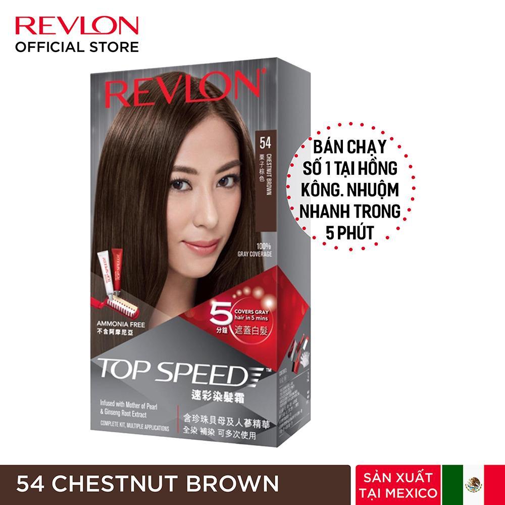 [QUÀ TẶNG - HSD 1/2024] Nhuộm tóc phủ bạc Revlon TopSpeed dành cho nữ 120ml - TOP 54 Nâu Hạt Dẻ