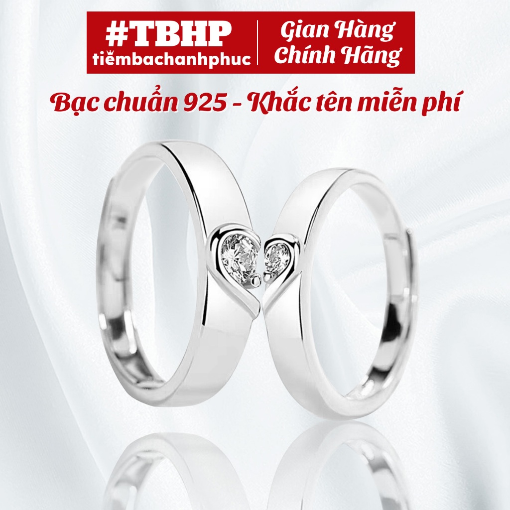 Nhẫn Đôi Bạc TBHP khắc tên bạc 925 xịn không xỉn màu, nhẫn cặp tình yêu - Mã TSJC21