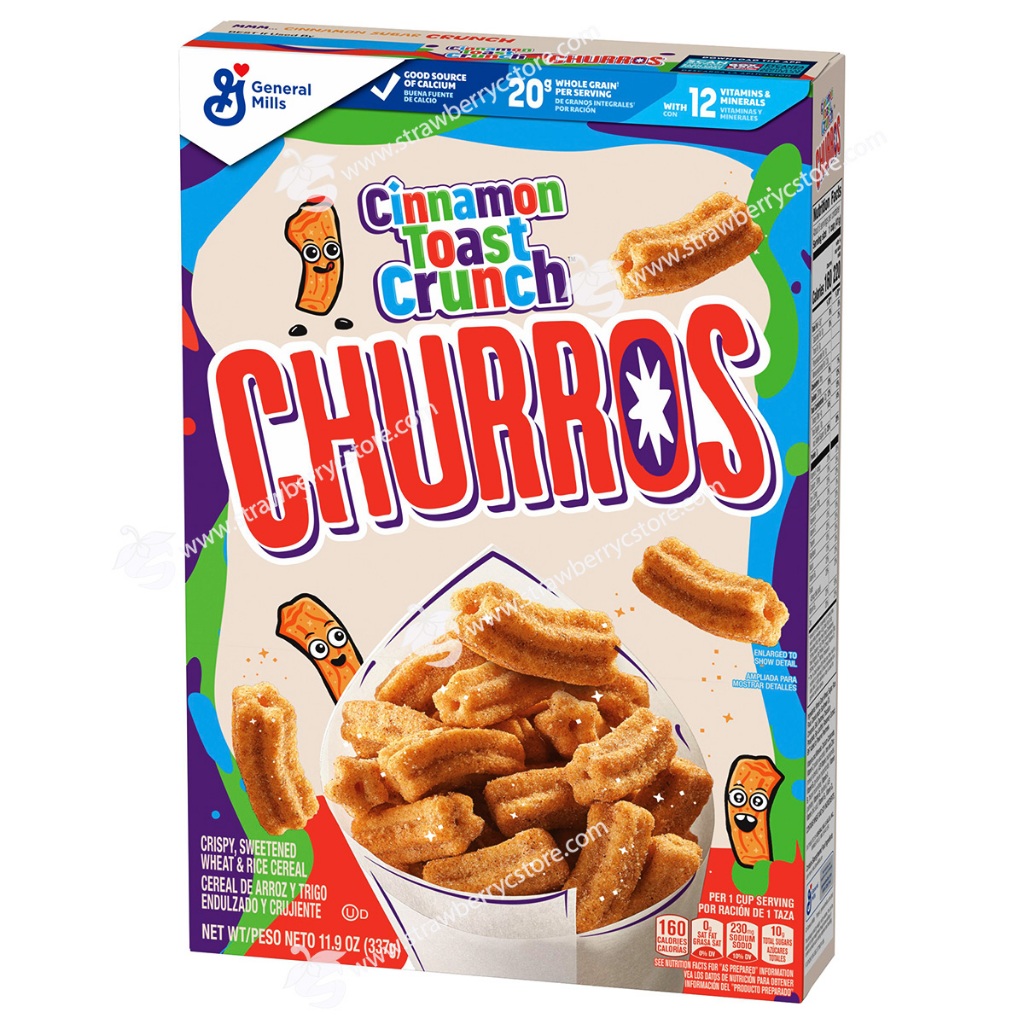 Ngũ Cốc Ăn Sáng Vị Quế Dạng Bánh Rán Que General Mills Cinnamon Toast Crunch Churros Cereal, Hộp 337g