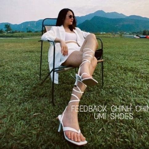 Giày Cao Gót Nữ Kiểu Guốc Sandal Dây Mảnh Quấn Chiến Binh Gót Nhọn Cao Mũi Vuông mới hot đẹp đi chơi chụp