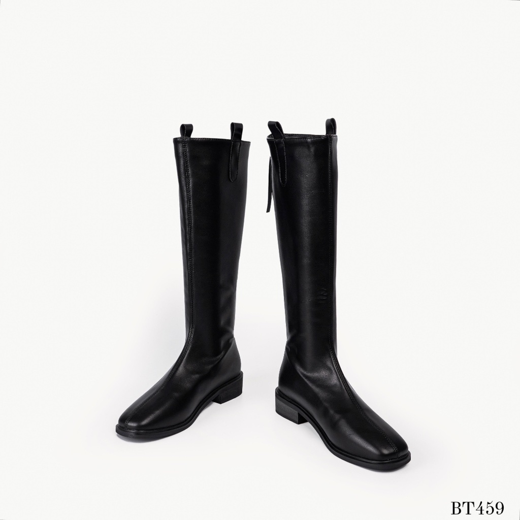 Giày boot nữ Hà Huyền Shoes bốt gối mũi tròn khóa kéo sau gót vuông 3 phân trẻ trung - BT459