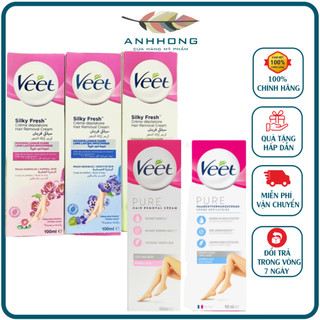 Kem tẩy lông pháp veet silk & fresh xanh dương, hồng, xanh lá 50g