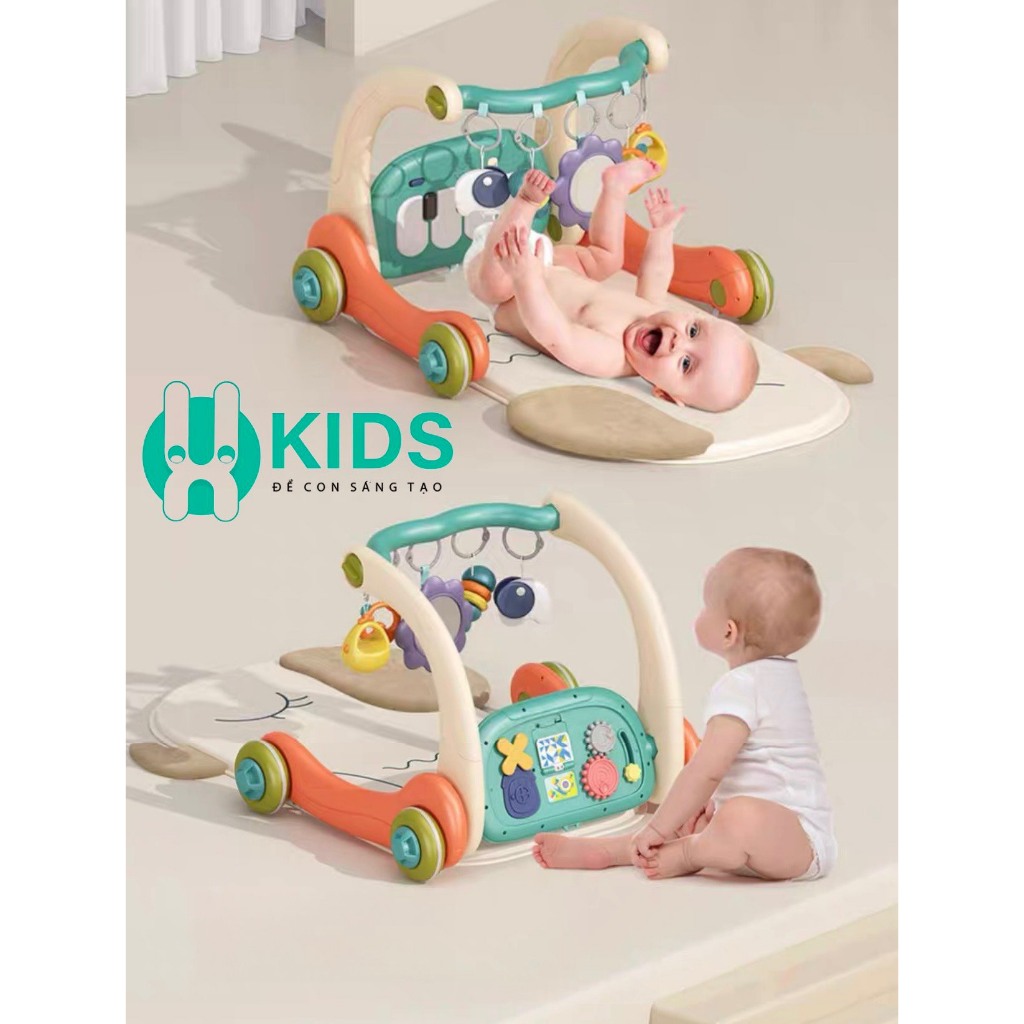 Thảm đạp nhạc, thảm nhạc nằm chơi cho bé sơ sinh đa năng kết hợp xe tập đi 3in1 có phím đàn piano cho trẻ em