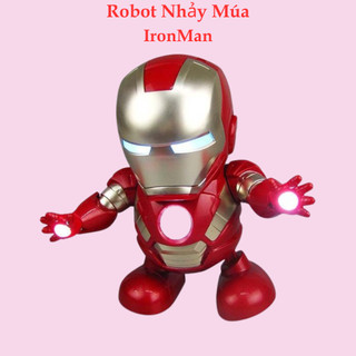 Robot nhảy múa đồ chơi robot cho bé đồ chơi ironman đỏ có nhạc đèn sáng lấp lánh chất liệu cao cấp