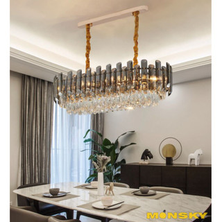 Đèn thả monsky pha lê hiện đại d850, d1000 trang trí phòng ăn, phòng khách cao cấp - kèm bóng led chuyên dụng.