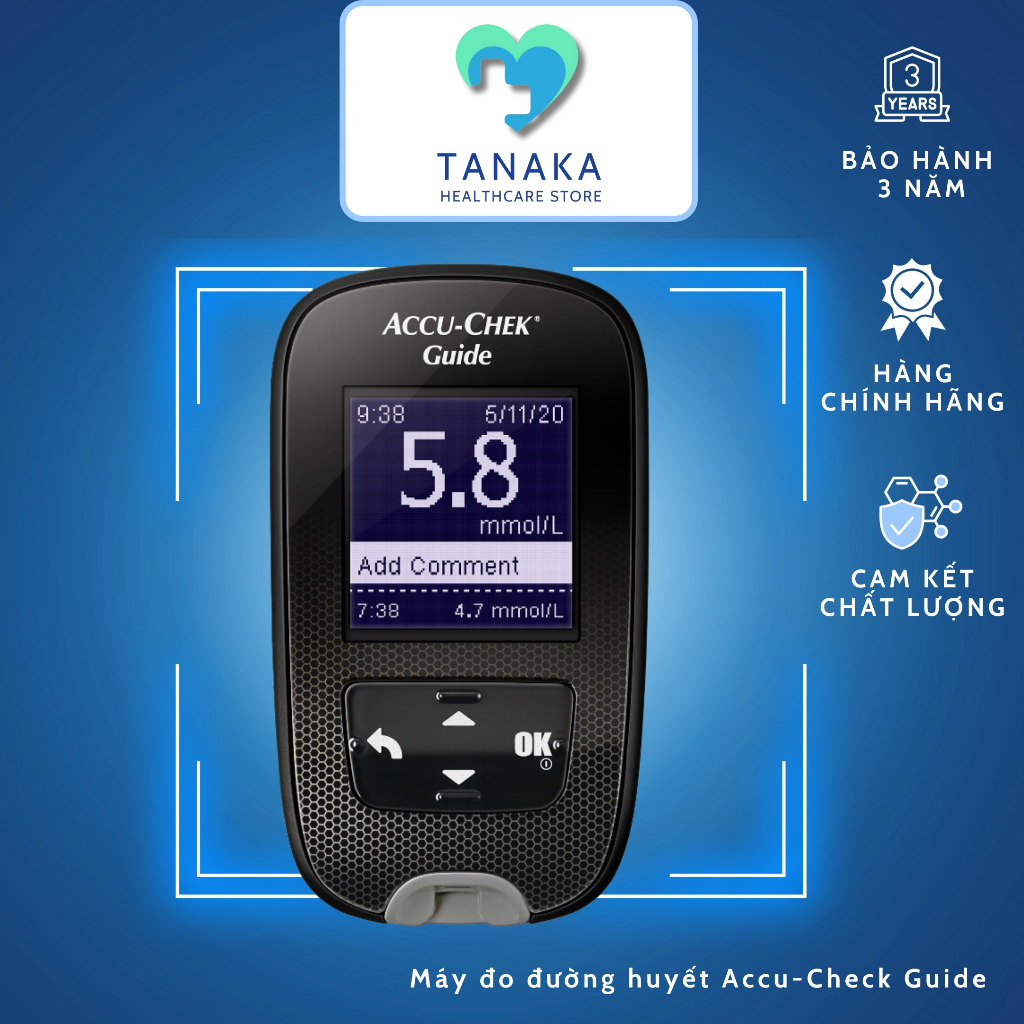 Máy đo đường huyết Accu-Check Guide + Kèm 25 que test thử máu và 6 kim lấy máu